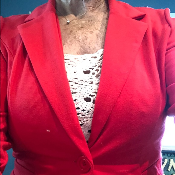 Made in USA❤️. Poly/spandex blend, lightweight jacket. Shirred arms. - Picture 2 of 5